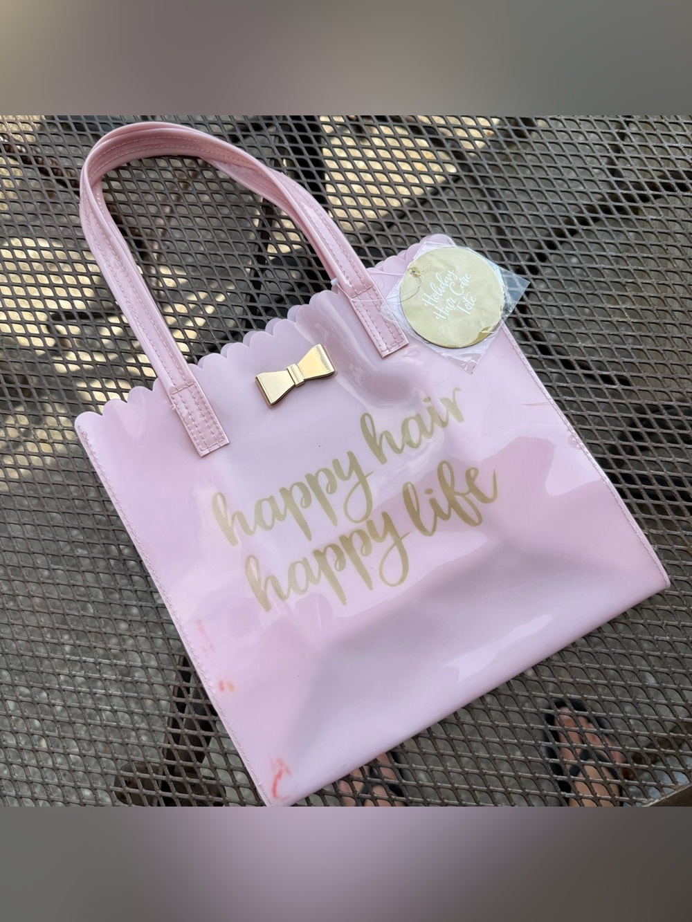 Barbie Pastel Pink Scalloped Edge PVC Lunch Tote Bag Glossy Signature Handbag